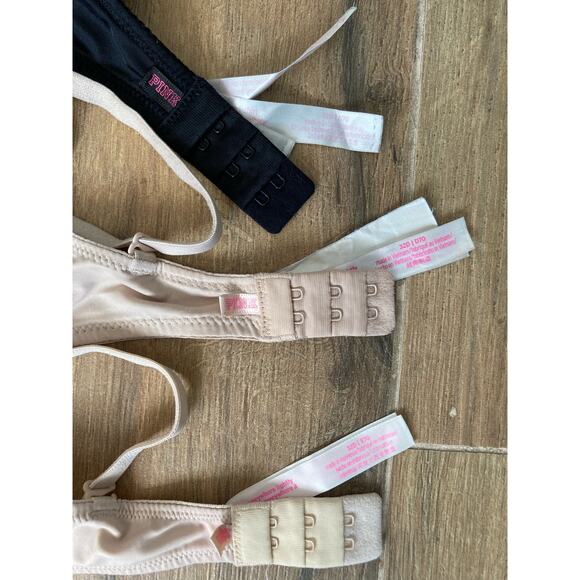 Victoria's Secret PINK Lightly Lined Bra 3 Pack 32D Beige and Black - Picture 6 of 8